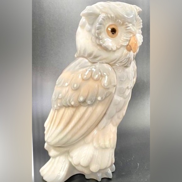Lladro Accents Nao Lladro Porcelain Owl Figurine Gray White 6 78